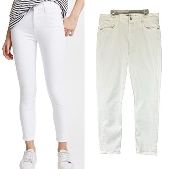AGOLDE Riley High Rise Skinny Crop‎ Denim Jeans White Filter Free Womens Size 32 - Picture 1 of 16